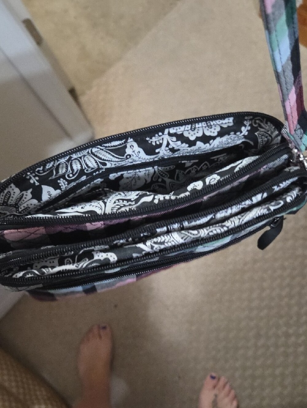 Vera Bradley Quilted Plaid Crossbody in Red, Black & Green - Picture 9 of 12